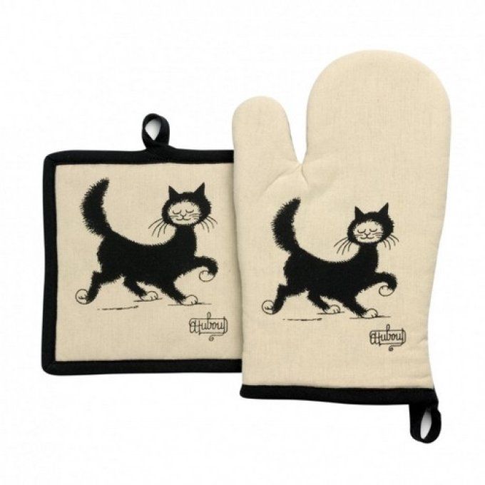 Set de gant et manique chat noir dubout