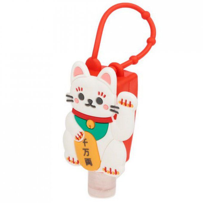 Gel Désinfectant pour les Mains avec Etui en Silicone Maneki Neko - Chat Porte-bonheur