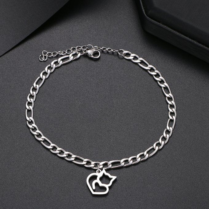 Bracelet de cheville silhouette de chat