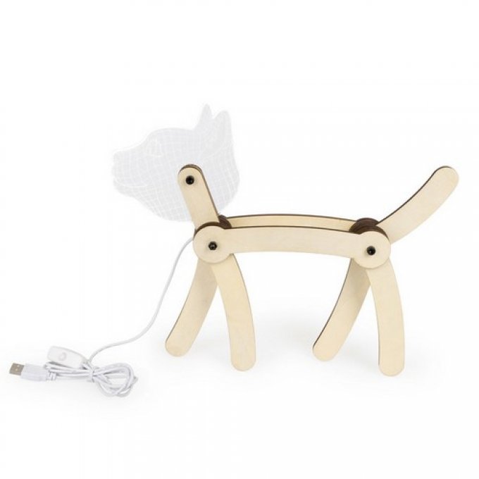 Lampe chat articulée en bois 