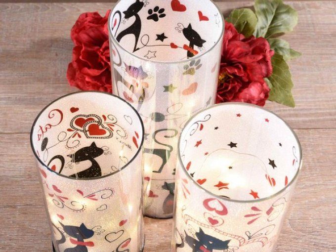 lampe lumineuse led chat avec pile.