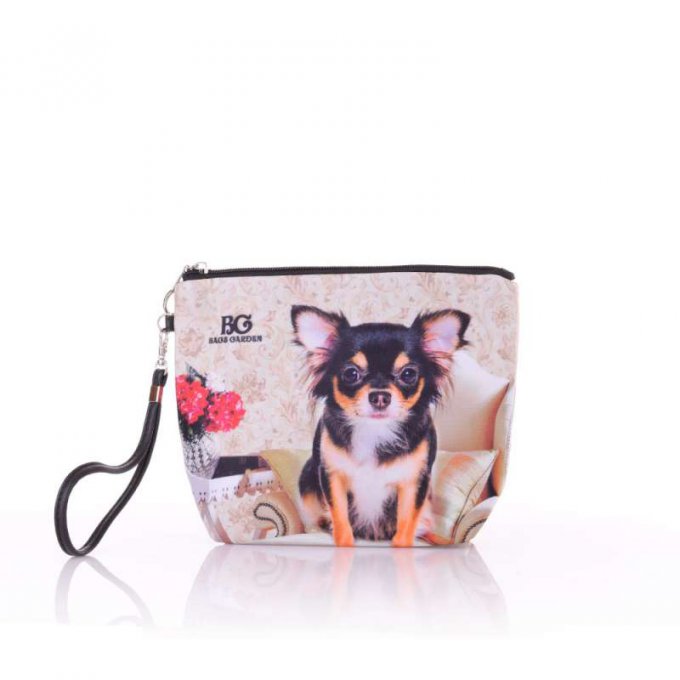 petite pochette à maquillage photo petits chiens