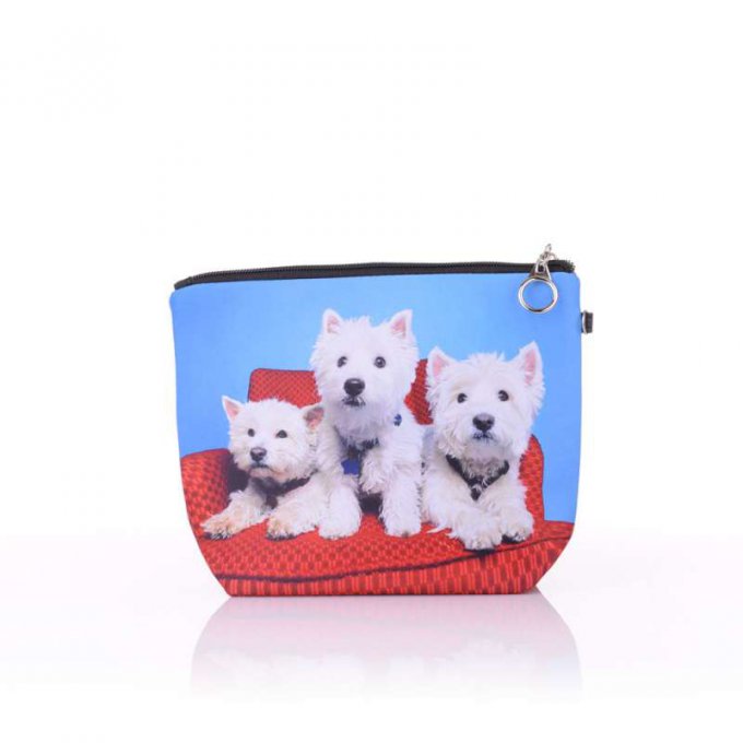 petite pochette à maquillage photo petits chiens