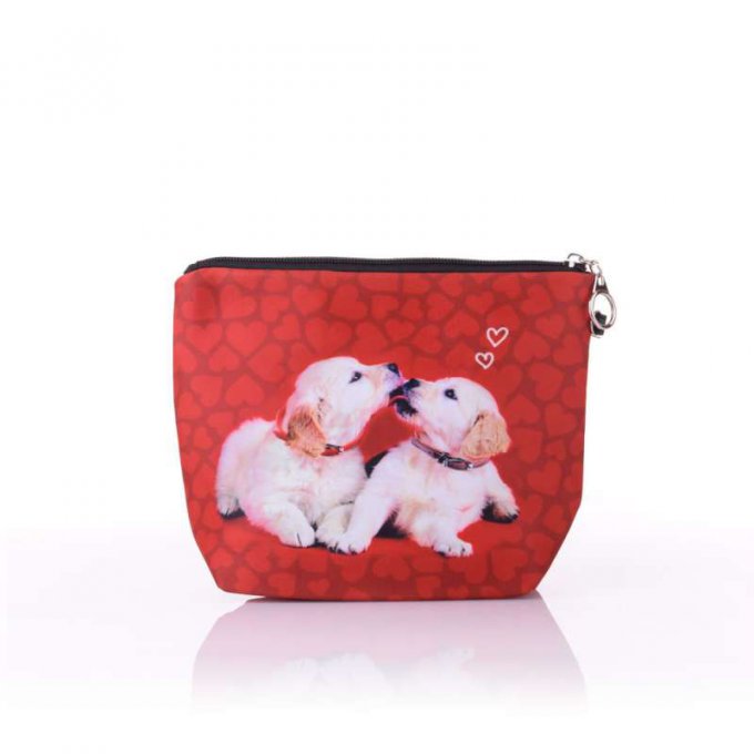 petite pochette à maquillage photo petits chiens