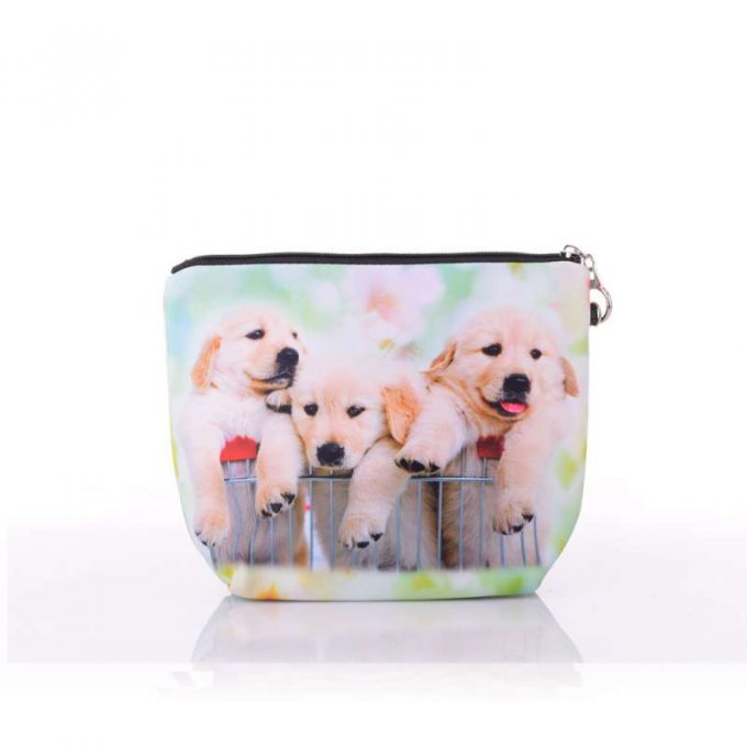 petite pochette à maquillage photo chiens