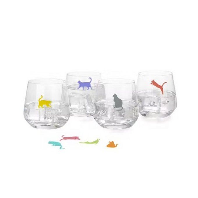 Marque verre 8  petits chats de couleur en silicone