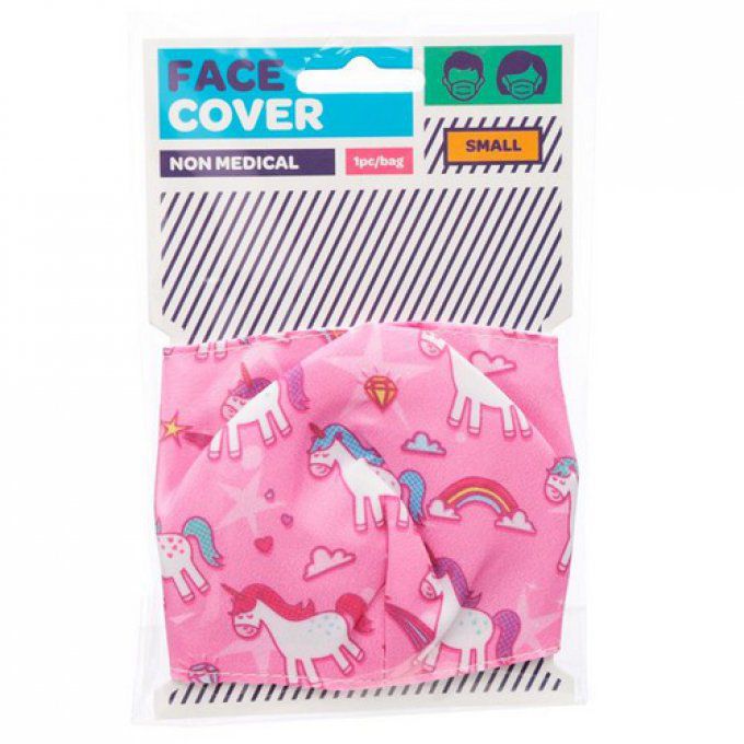 Masque de protection enfant rose motif licorne