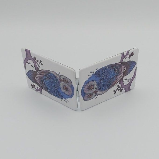 Miroir de sac motif chouette.