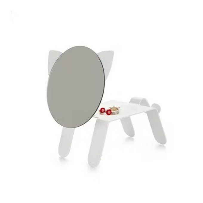 Miroir de table couleur blanc En forme de chat