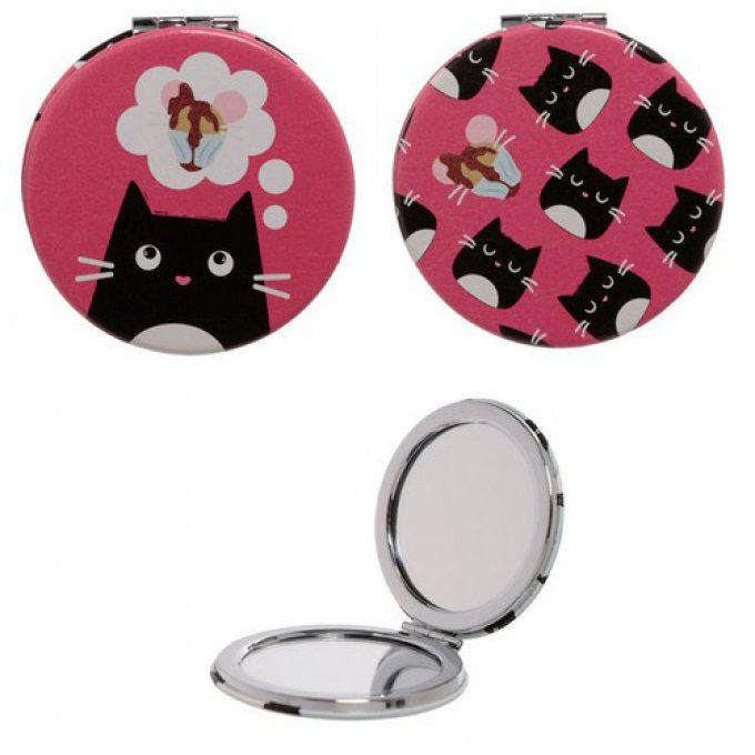 Miroir de poche chat feline fine différentes couleurs 