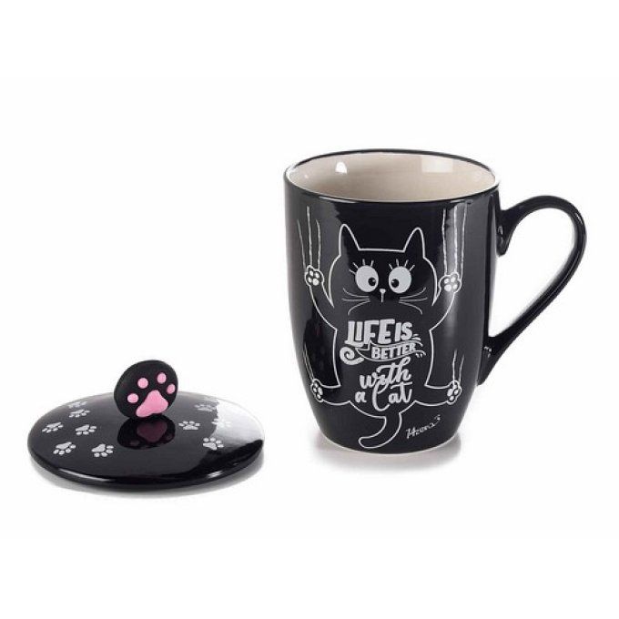 Mug chat noir meow avec son chapeau