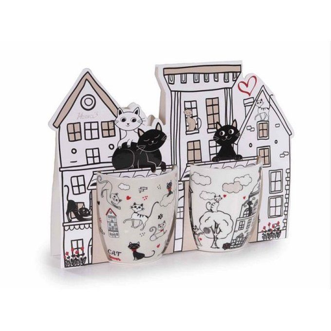 Coffret cadeau  2 tasses chat pretty cat.