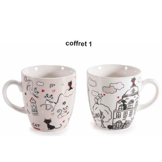 Coffret cadeau  2 tasses chat pretty cat.