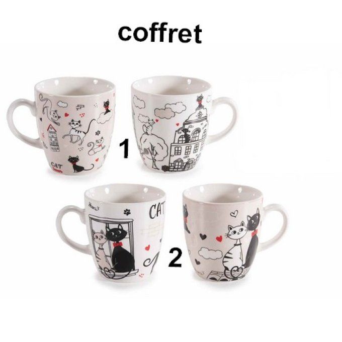 Coffret cadeau  2 tasses chat pretty cat.