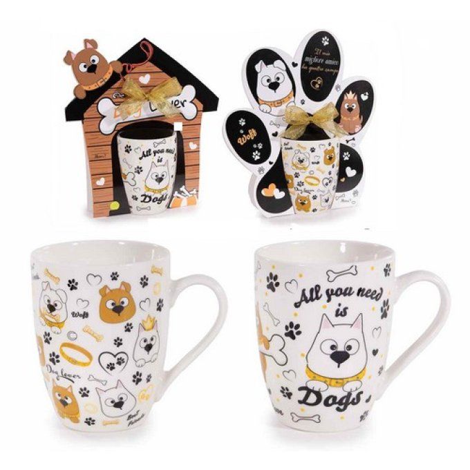 Mug chien ciccio dog et son emballage cadeau.