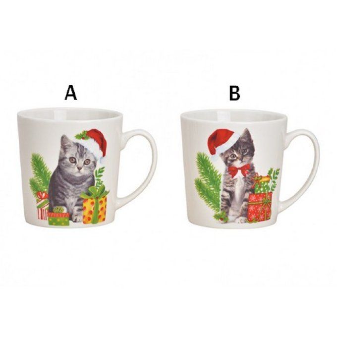 Mug géant de noël chat au bonnet rouge.