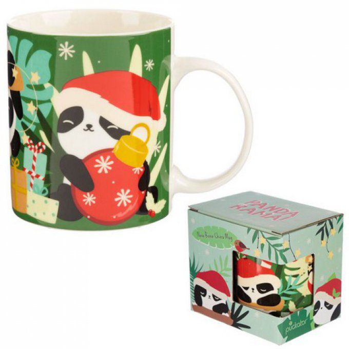 mug de noel panda noir et blanc