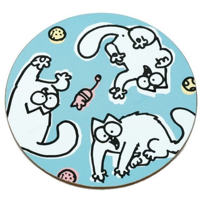 Mug et sous tasse chats simon's cat bleu et blanc.