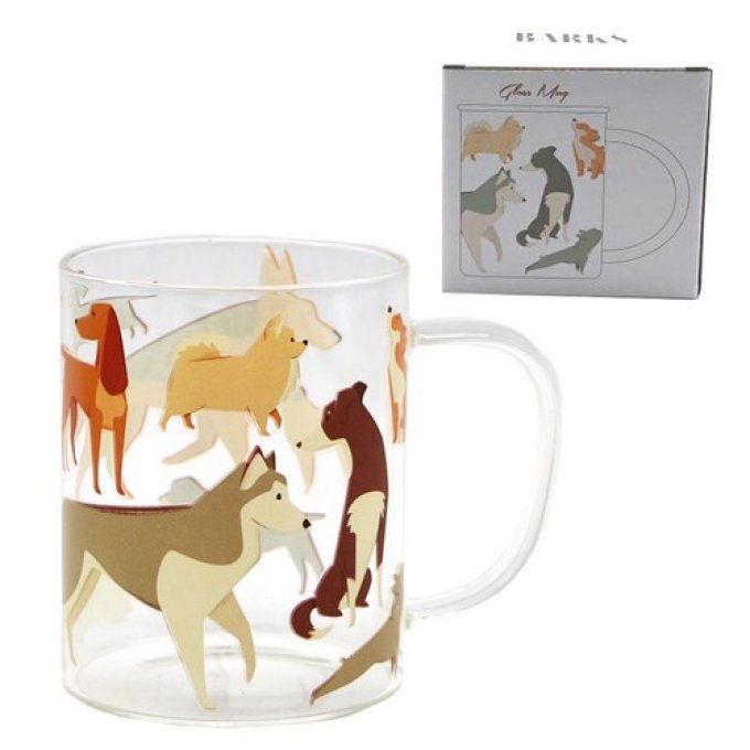 Tasse verre famille de chiens 