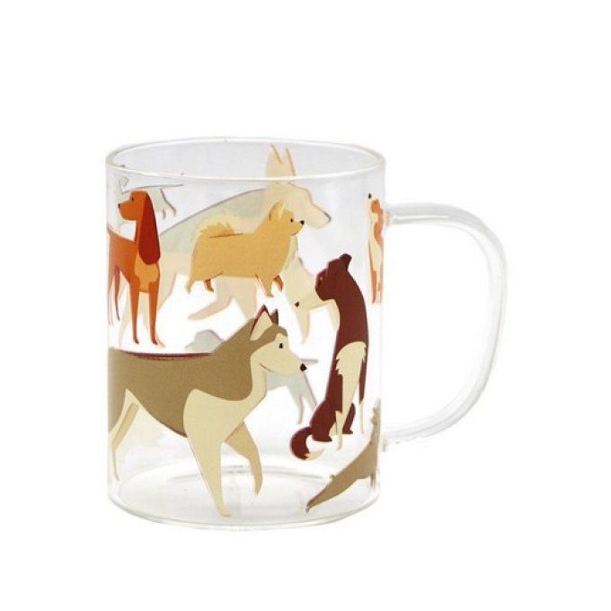 Tasse verre famille de chiens 