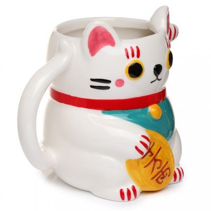 Mug en forme chat blanc maneki-neko