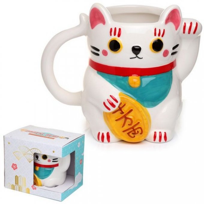 Mug en forme chat blanc maneki-neko