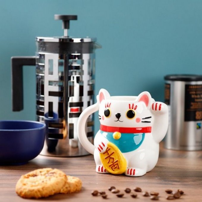 Mug en forme chat blanc maneki-neko