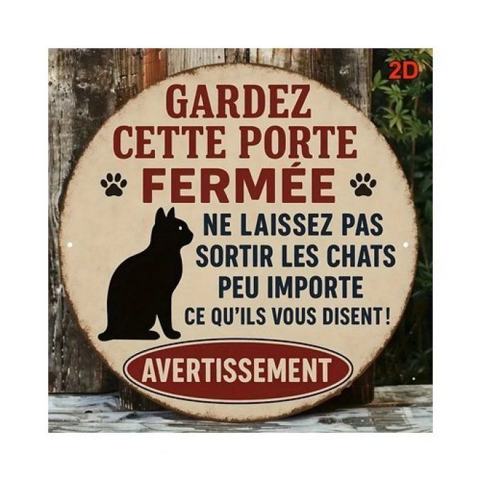 Panneau le chat ne doit pas sortir.