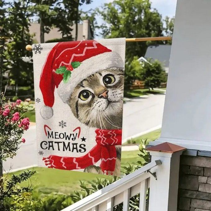 Panneau en toile les chats de noël.