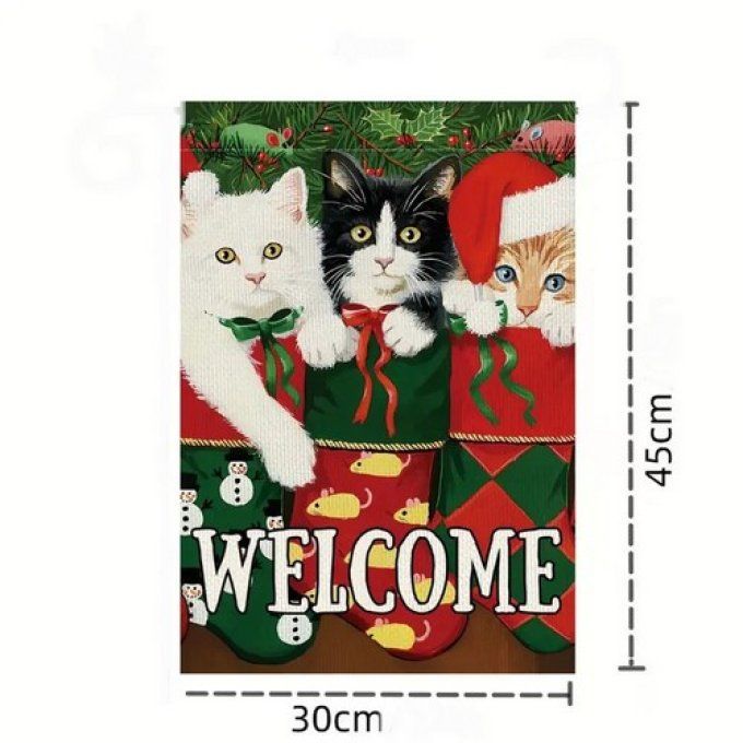 Panneau en toile les chats de noël.