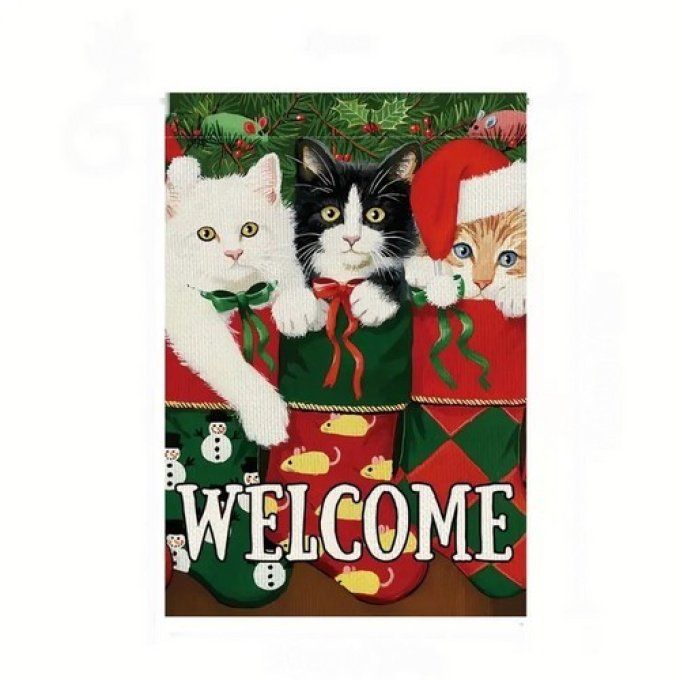 Panneau en toile les chats de noël.