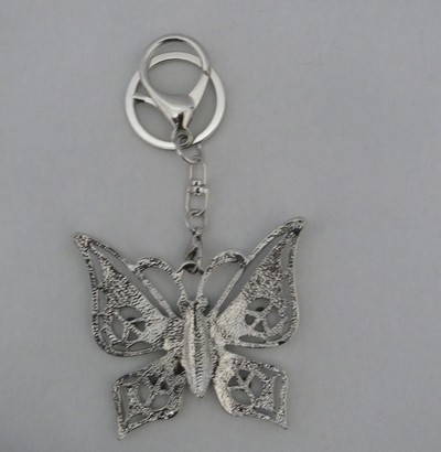 porte-clé papillon métal et pierre