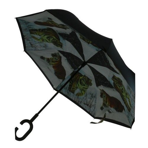 Parapluie inversé motif gros chats tigres .
