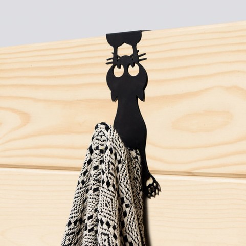 Crochet porte chat noir en métal balvi