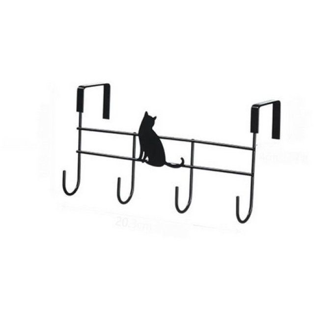Crochet de porte chat en métal noir.