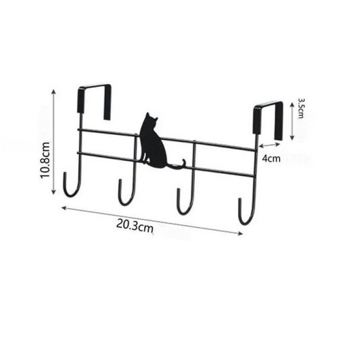 Crochet de porte chat en métal noir.