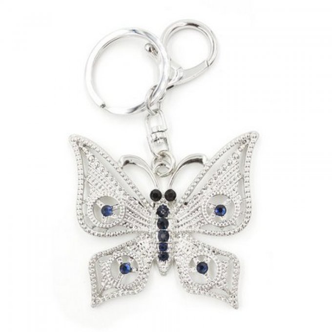 porte-clé papillon métal et pierre