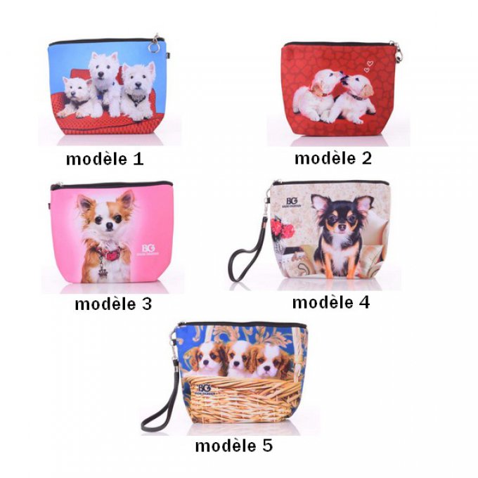 petite pochette à maquillage photo petits chiens