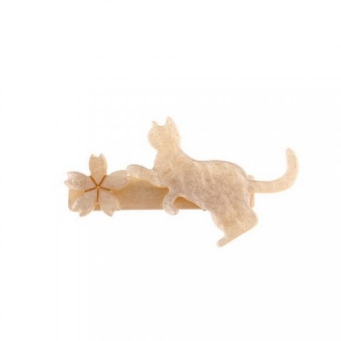 Pince à cheveux chat et sa fleur.