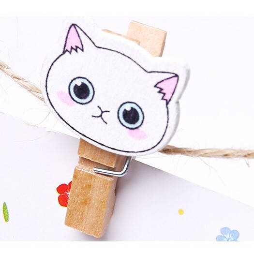 Lot De 10 Pinces Tete De Chat En Bois Toutenchat