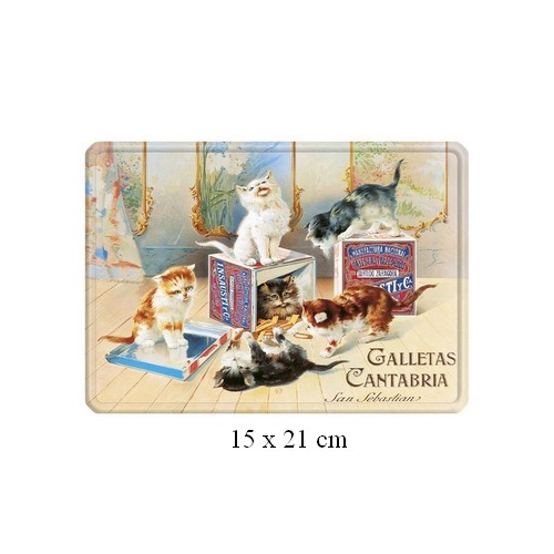 Plaque chats en métal "galletas cantabria"