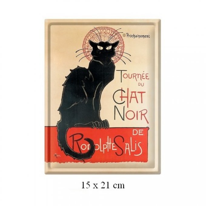 Plaque chats en métal: la tournée du chat noir.