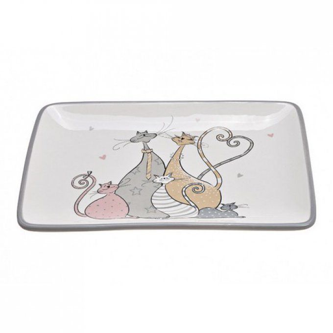 Plat rectangulaire famille de chats