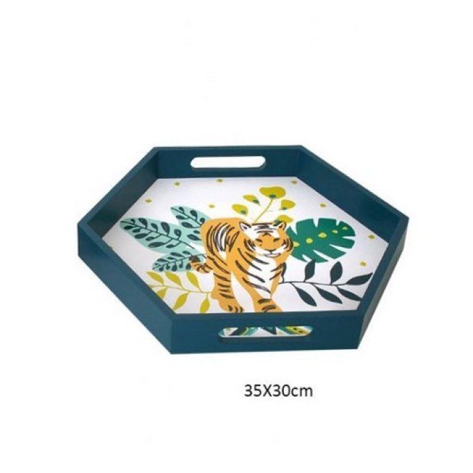 Plateau hexagonal tigre dans la jungle.