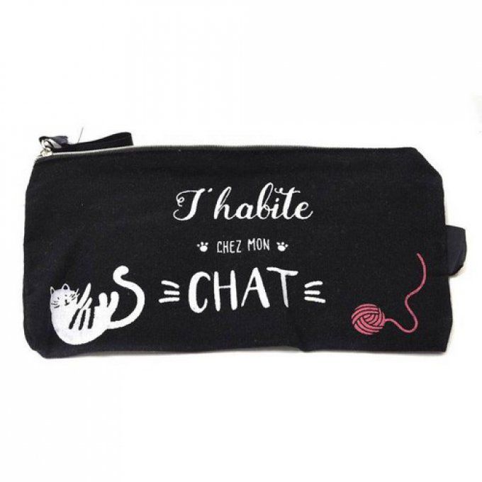 Pochette coton chat et message