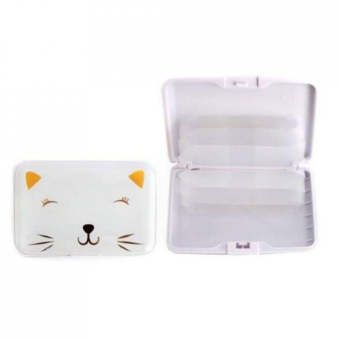 Porte carte chat blanc et or