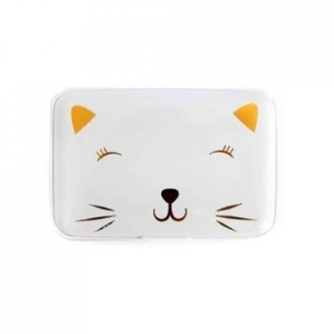 Porte carte chat blanc et or