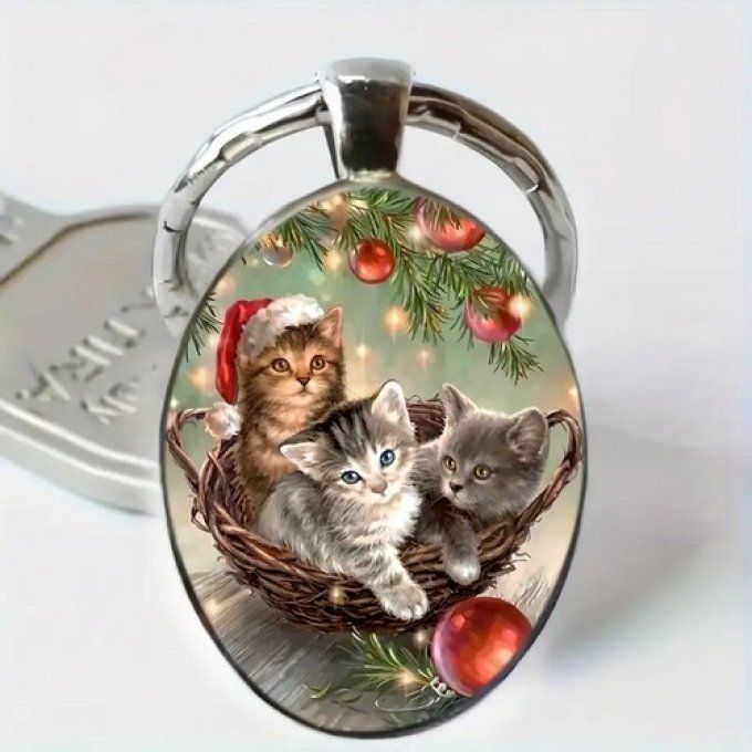 Porte clé les chatons de noel.