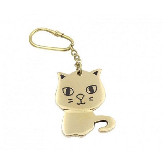 Porte clé chat porte bonheur Mani the Lucky Cat noir collier doré