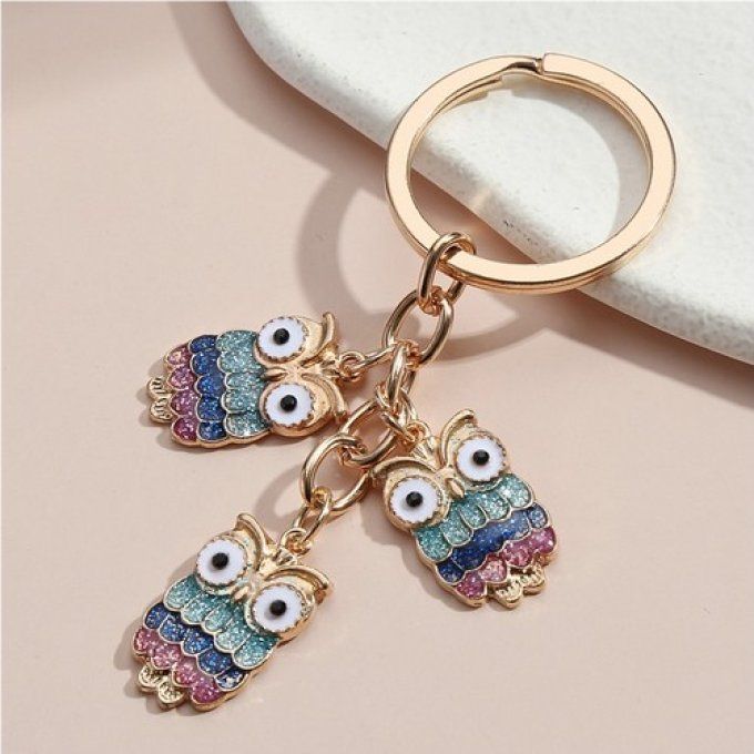 Porte clé trio d'hibou